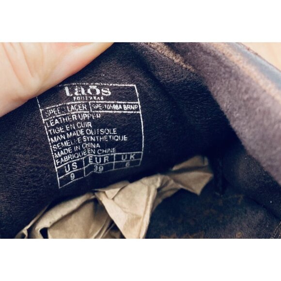 Taos Shoes Womens 9 Brown Leather Lace Up Comfort Flats Boho Cobbler - Picture 5 of 11